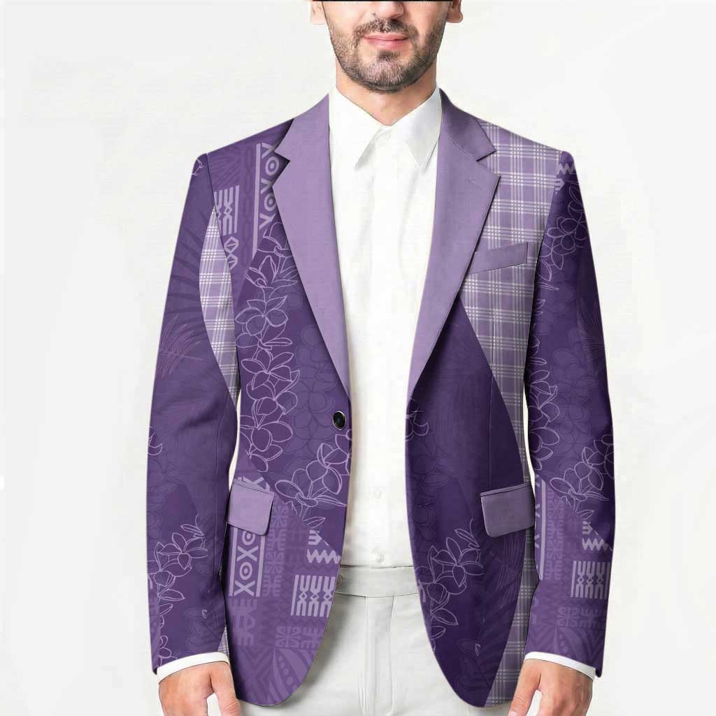 Polynesian Tribal Pattern Patchwork Picturesque Blazer Deep Violet LT7 - Polynesian Pride