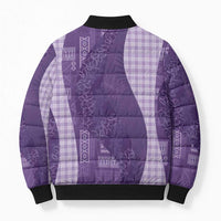 Polynesian Tribal Pattern Patchwork Picturesque Bomber Puffer Jacket Deep Violet LT7 - Polynesian Pride
