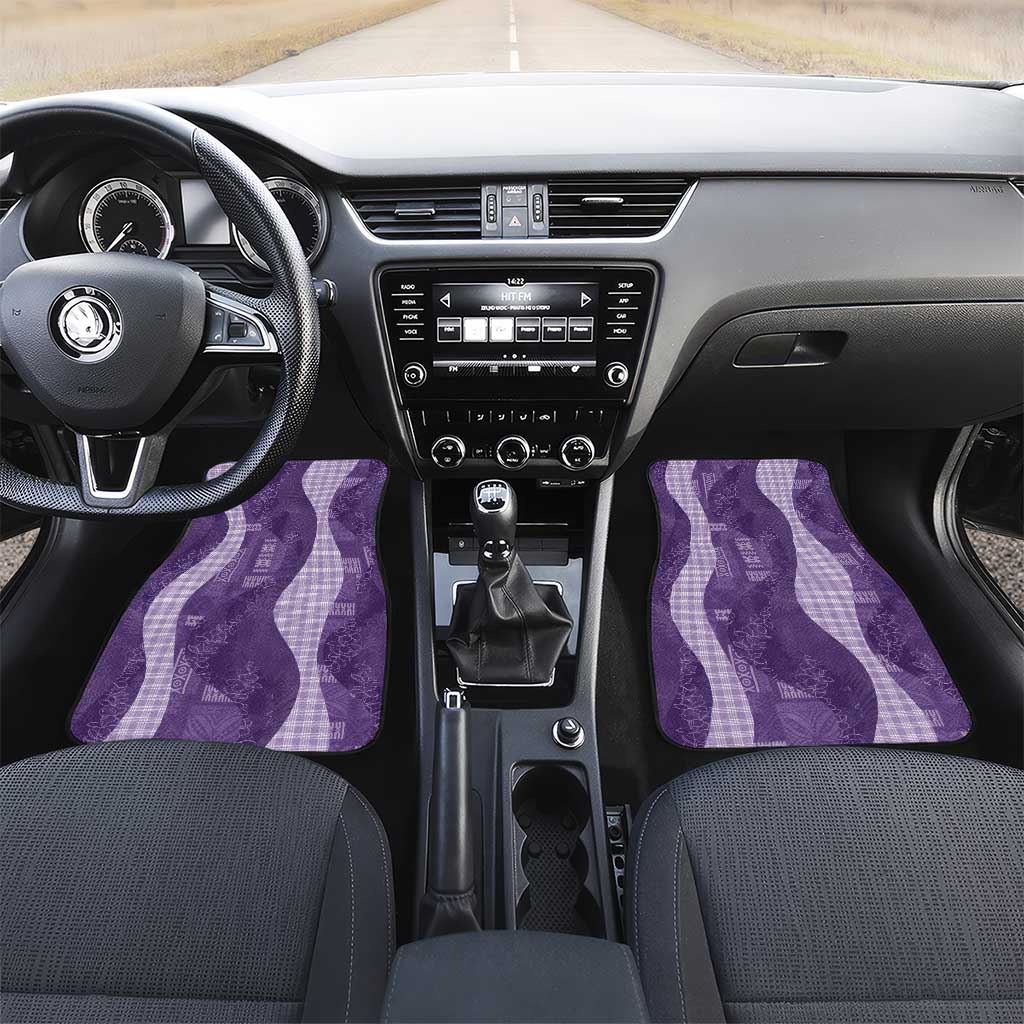 Polynesian Tribal Pattern Patchwork Picturesque Car Mats Deep Violet LT7 Set 2pcs - Front Violet - Polynesian Pride