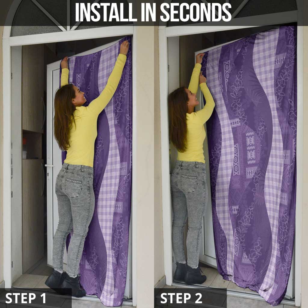 Polynesian Tribal Pattern Patchwork Picturesque Door Cover Deep Violet LT7 - Polynesian Pride