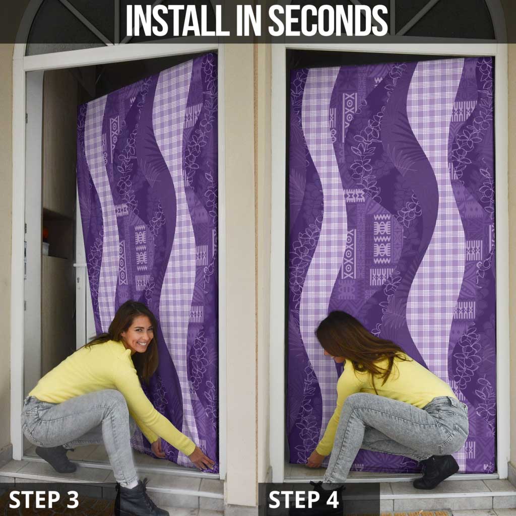 Polynesian Tribal Pattern Patchwork Picturesque Door Cover Deep Violet LT7 - Polynesian Pride