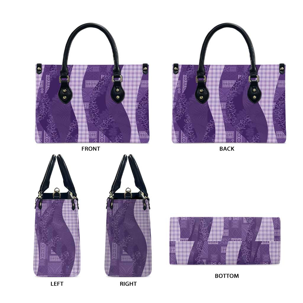 Polynesian Tribal Pattern Patchwork Picturesque Leather Bag Deep Violet LT7 - Polynesian Pride