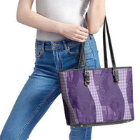 Polynesian Tribal Pattern Patchwork Picturesque Leather Tote Bag Deep Violet LT7 - Polynesian Pride