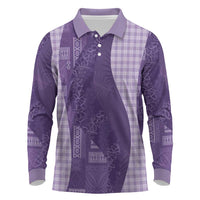 Polynesian Tribal Pattern Patchwork Picturesque Long Sleeve Polo Shirt Deep Violet LT7 Violet - Polynesian Pride
