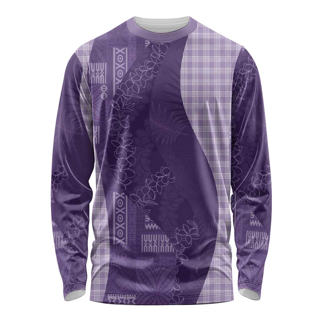 Polynesian Tribal Pattern Patchwork Picturesque Long Sleeve Shirt Deep Violet LT7 Unisex Violet - Polynesian Pride