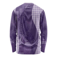 Polynesian Tribal Pattern Patchwork Picturesque Long Sleeve Shirt Deep Violet LT7 - Polynesian Pride