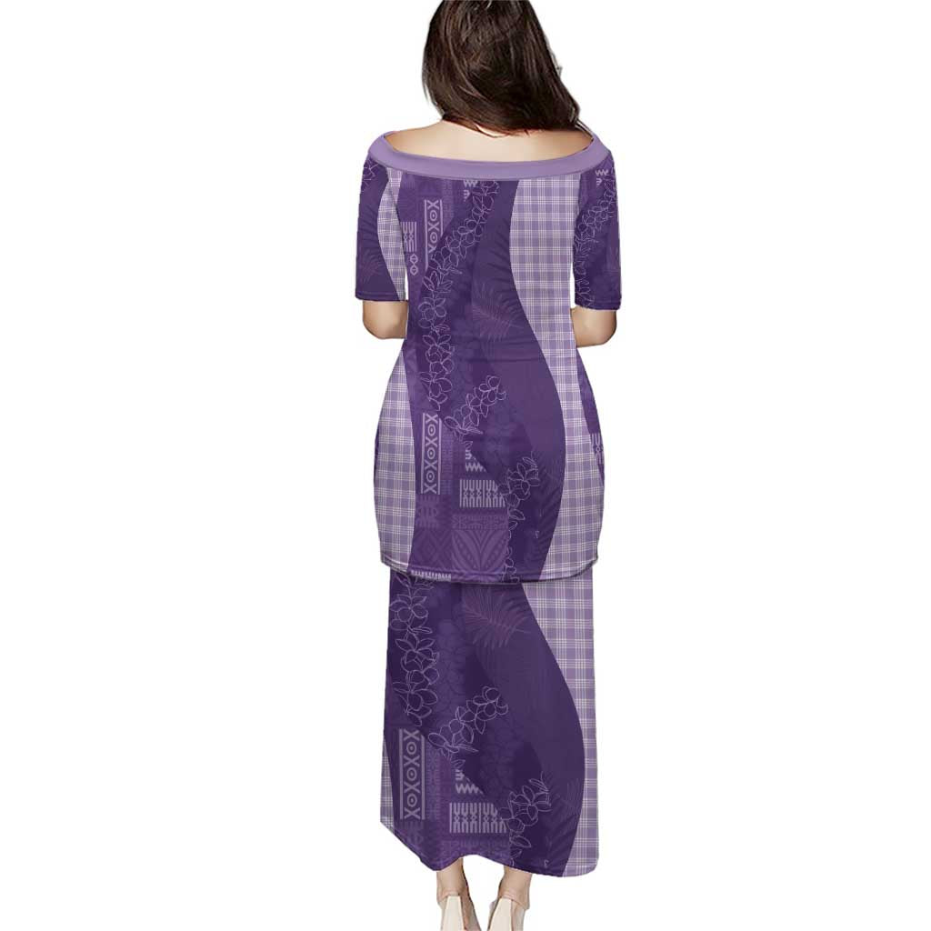 Polynesian Tribal Pattern Patchwork Picturesque Puletasi Deep Violet LT7 - Polynesian Pride