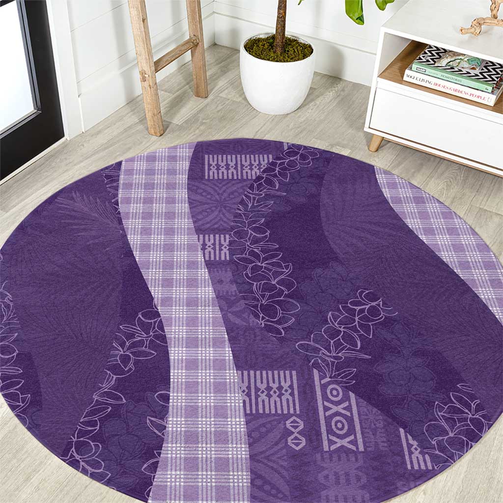 Polynesian Tribal Pattern Patchwork Picturesque Round Carpet Deep Violet LT7 Violet - Polynesian Pride