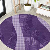Polynesian Tribal Pattern Patchwork Picturesque Round Carpet Deep Violet LT7 Violet - Polynesian Pride