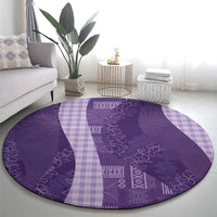 Polynesian Tribal Pattern Patchwork Picturesque Round Carpet Deep Violet LT7 - Polynesian Pride