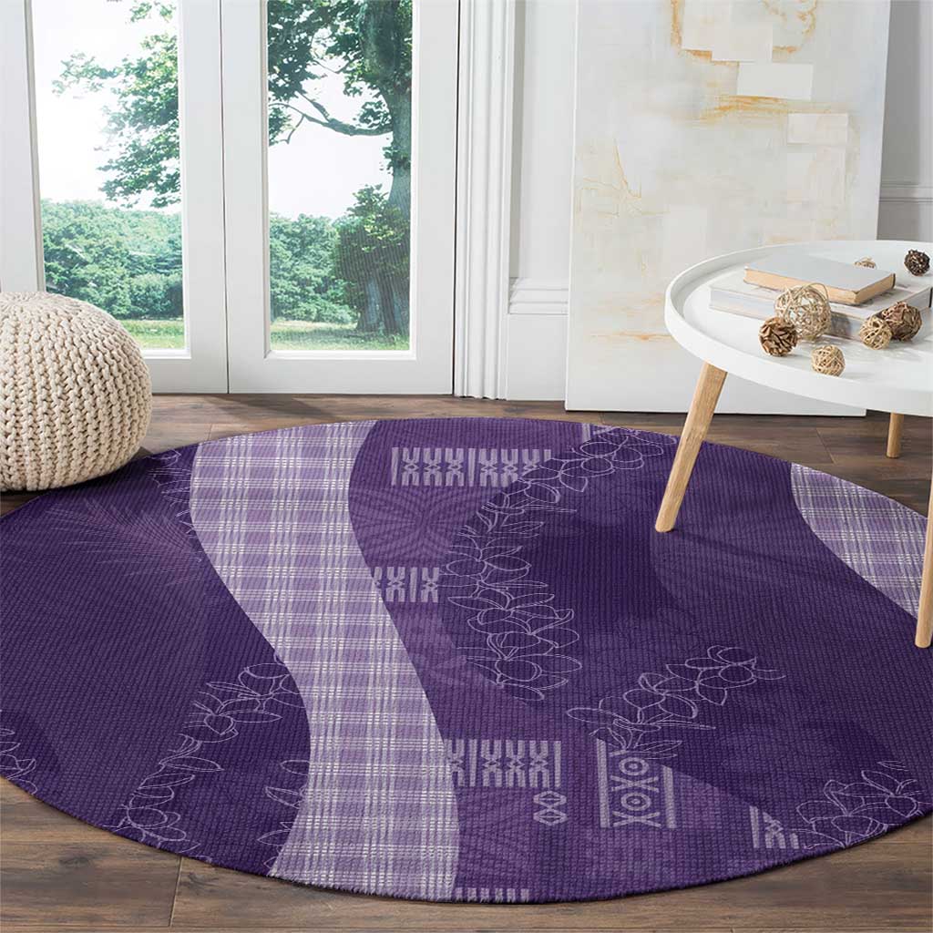 Polynesian Tribal Pattern Patchwork Picturesque Round Carpet Deep Violet LT7 - Polynesian Pride