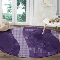 Polynesian Tribal Pattern Patchwork Picturesque Round Carpet Deep Violet LT7 - Polynesian Pride