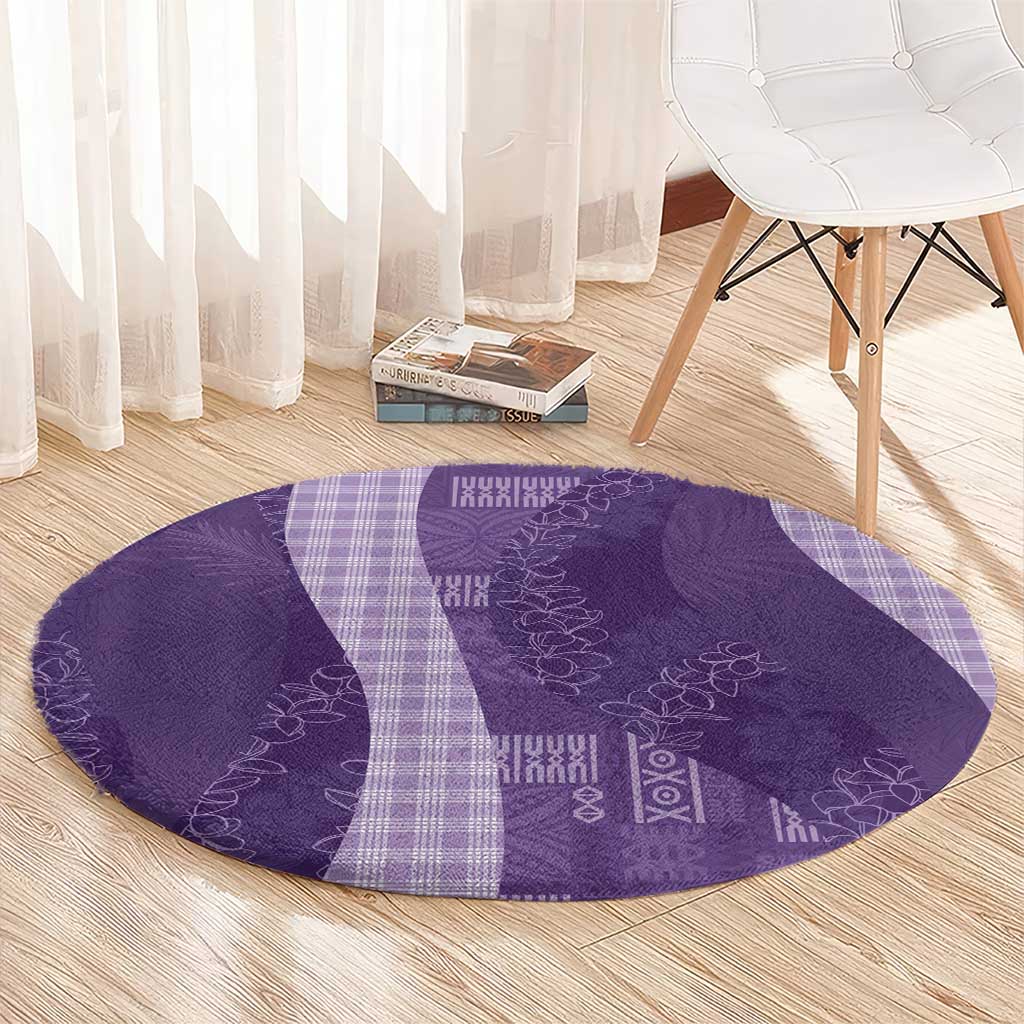 Polynesian Tribal Pattern Patchwork Picturesque Round Carpet Deep Violet LT7 - Polynesian Pride