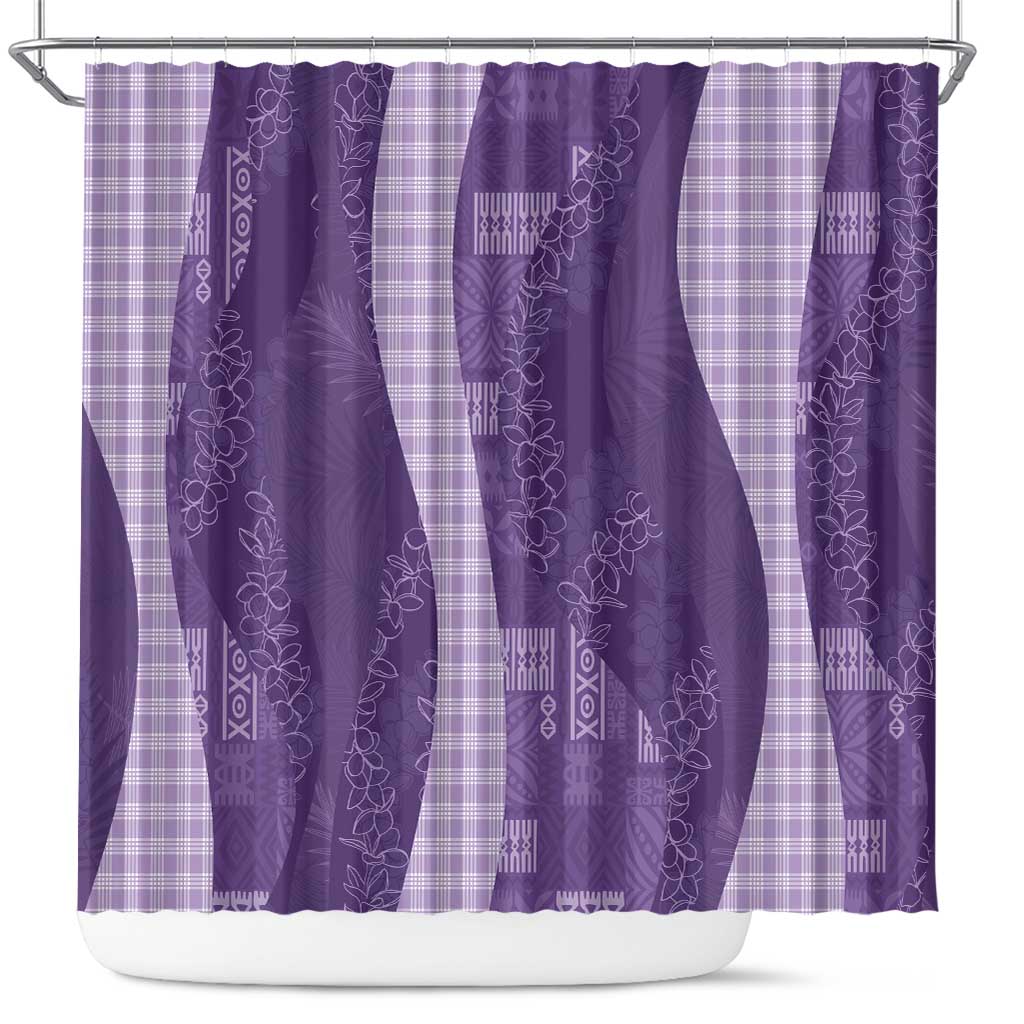 Polynesian Tribal Pattern Patchwork Picturesque Shower Curtain Deep Violet LT7 Violet - Polynesian Pride