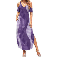 Polynesian Tribal Pattern Patchwork Picturesque Summer Maxi Dress Deep Violet LT7 Women Violet - Polynesian Pride