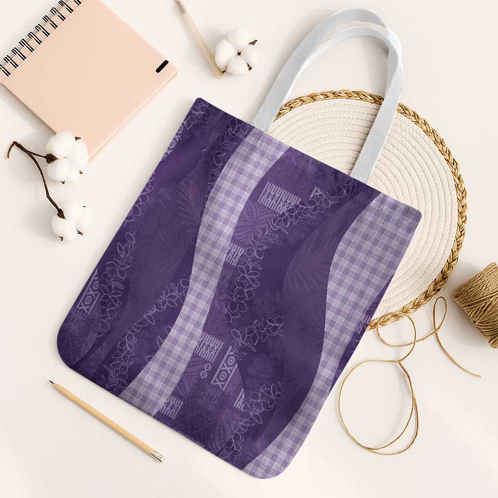 Polynesian Tribal Pattern Patchwork Picturesque Tote Bag Deep Violet LT7 White Strap One Size Violet - Polynesian Pride