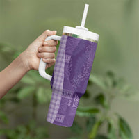 Polynesian Tribal Pattern Patchwork Picturesque Tumbler With Handle Deep Violet LT7 - Polynesian Pride