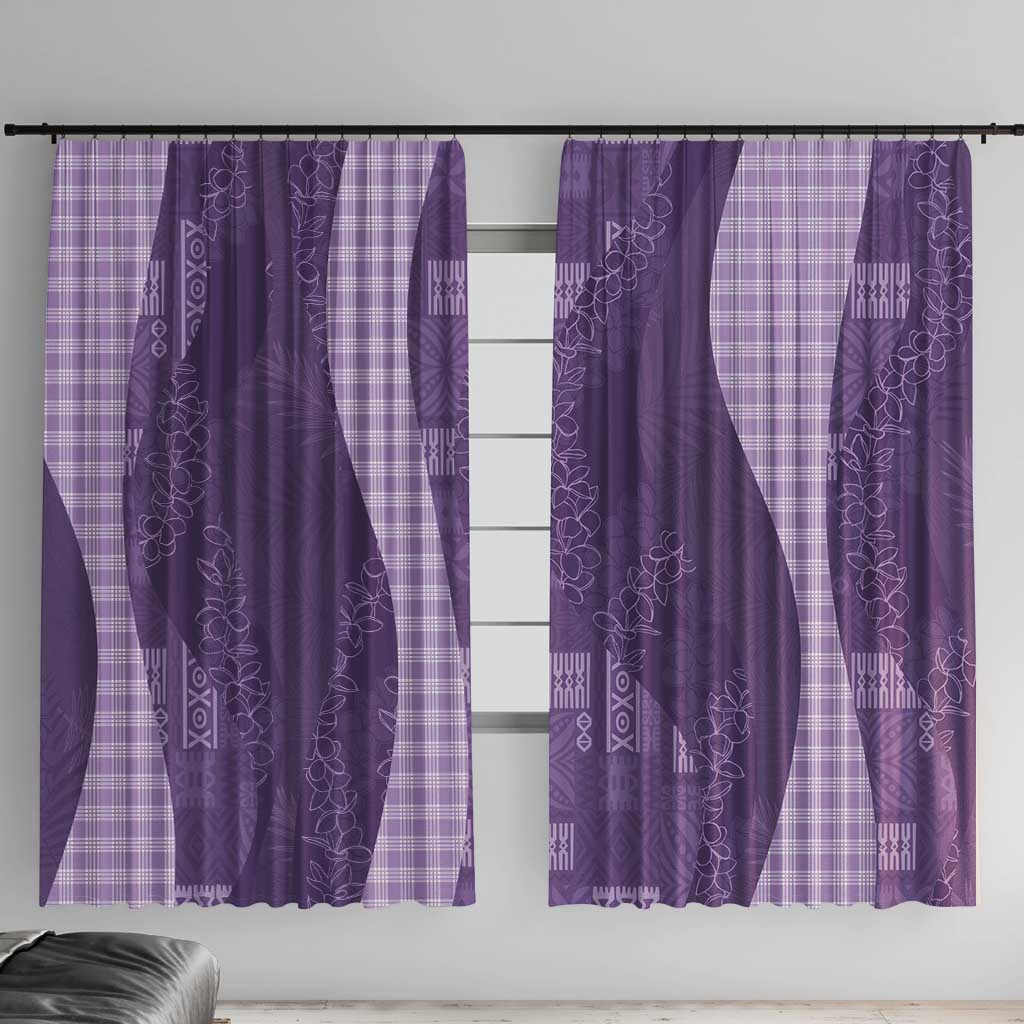 Polynesian Tribal Pattern Patchwork Picturesque Window Curtain Deep Violet LT7 With Hooks Violet - Polynesian Pride