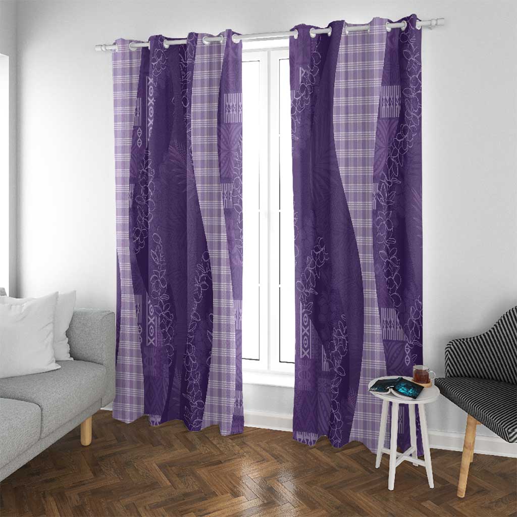 Polynesian Tribal Pattern Patchwork Picturesque Window Curtain Deep Violet LT7 With Grommets Violet - Polynesian Pride