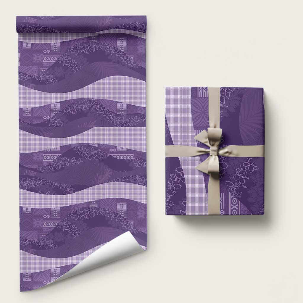 Polynesian Tribal Pattern Patchwork Picturesque Wrapping Paper Deep Violet LT7 58" × 23" Violet - Polynesian Pride