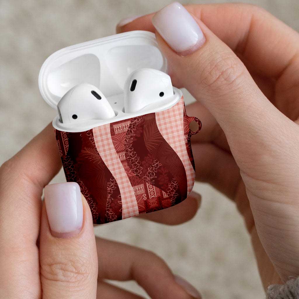 Polynesian Tribal Pattern Patchwork Picturesque AirPods Case Crimson LT7 - Polynesian Pride