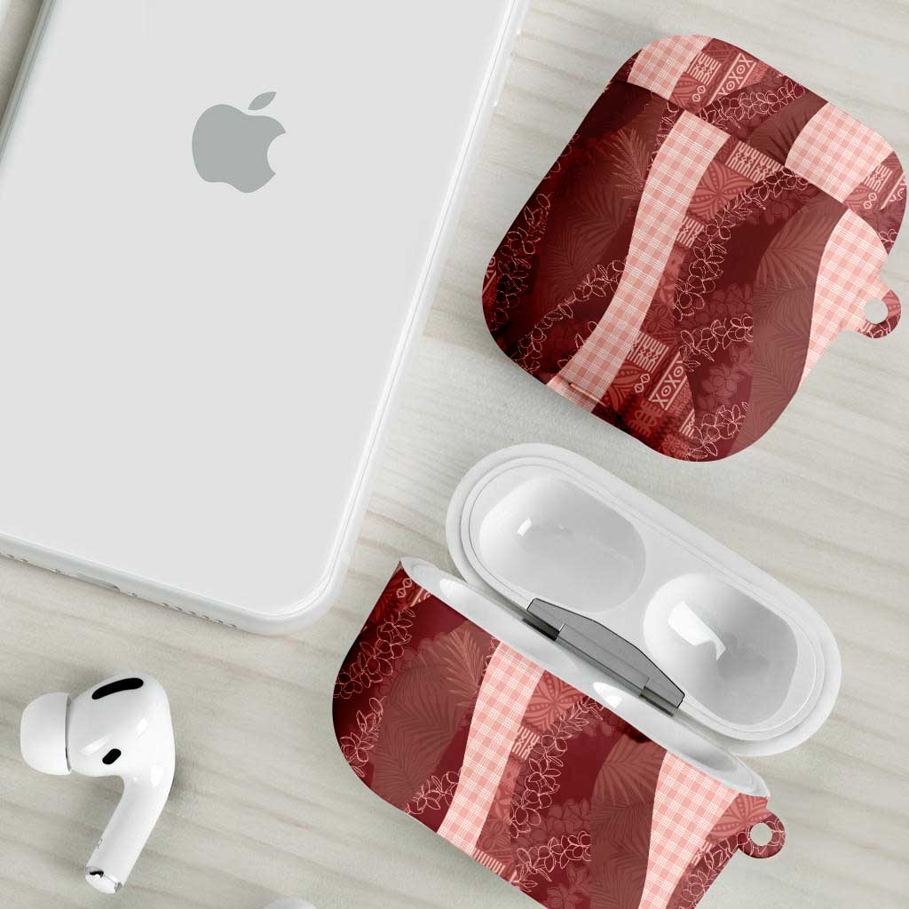 Polynesian Tribal Pattern Patchwork Picturesque AirPods Case Crimson LT7 - Polynesian Pride