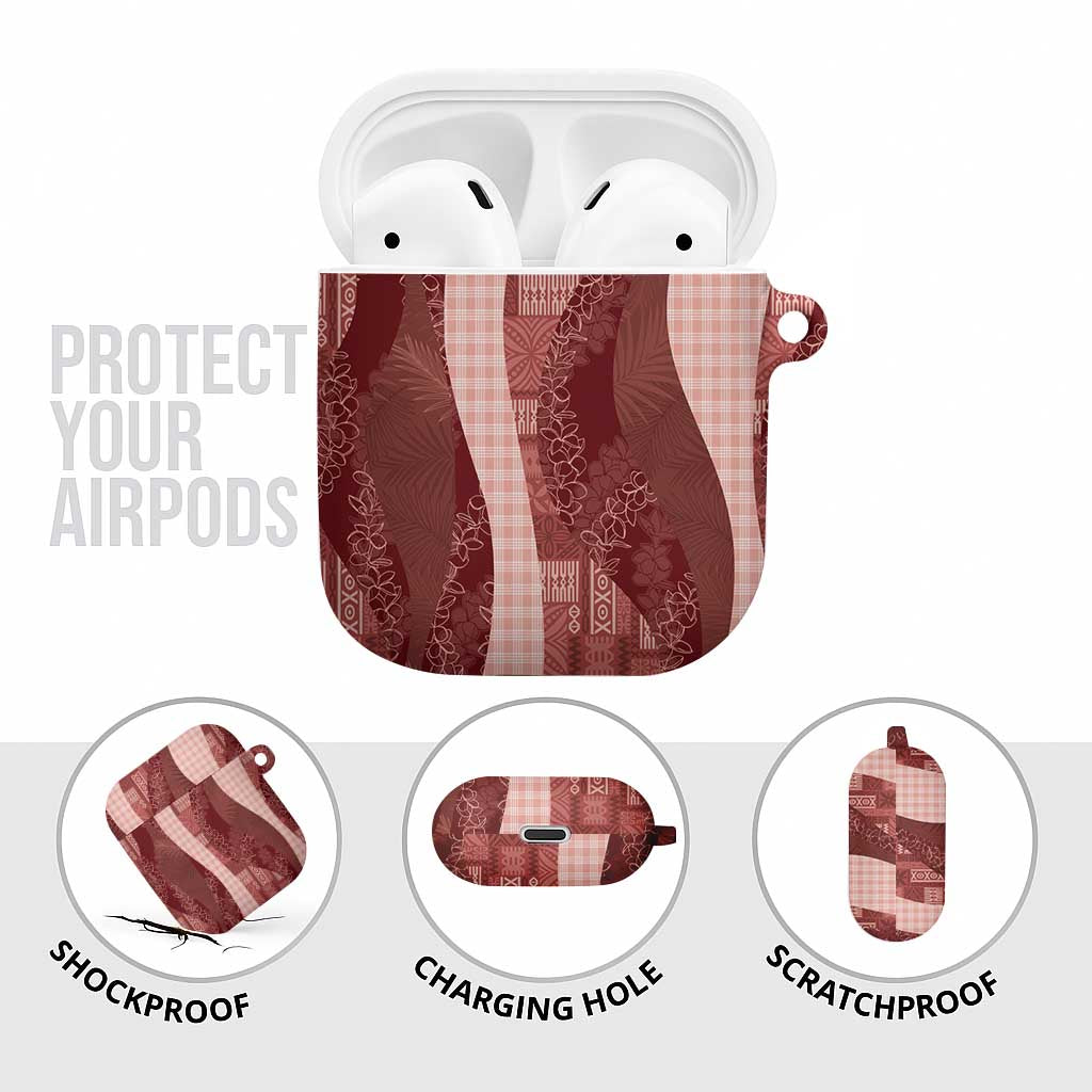 Polynesian Tribal Pattern Patchwork Picturesque AirPods Case Crimson LT7 - Polynesian Pride