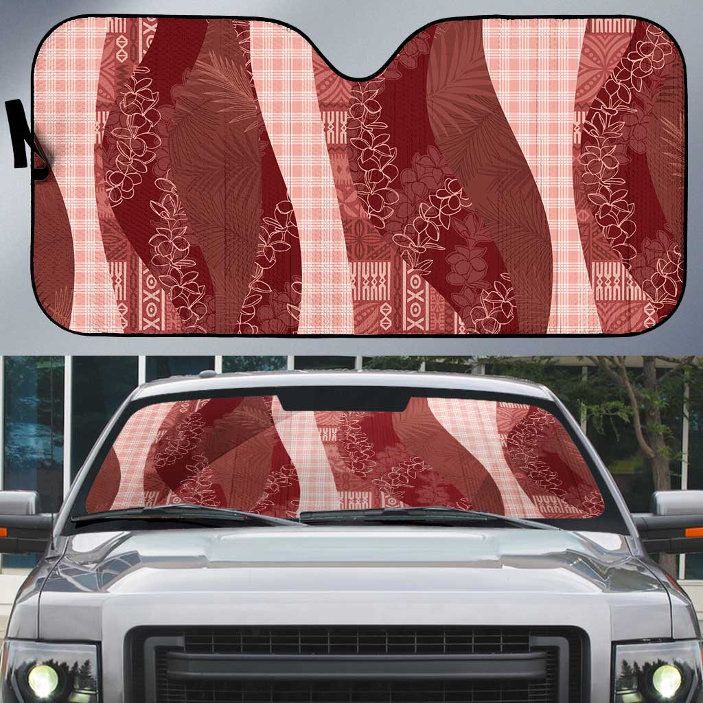 Polynesian Tribal Pattern Patchwork Picturesque Auto Sun Shade Crimson LT7 Crimson - Polynesian Pride