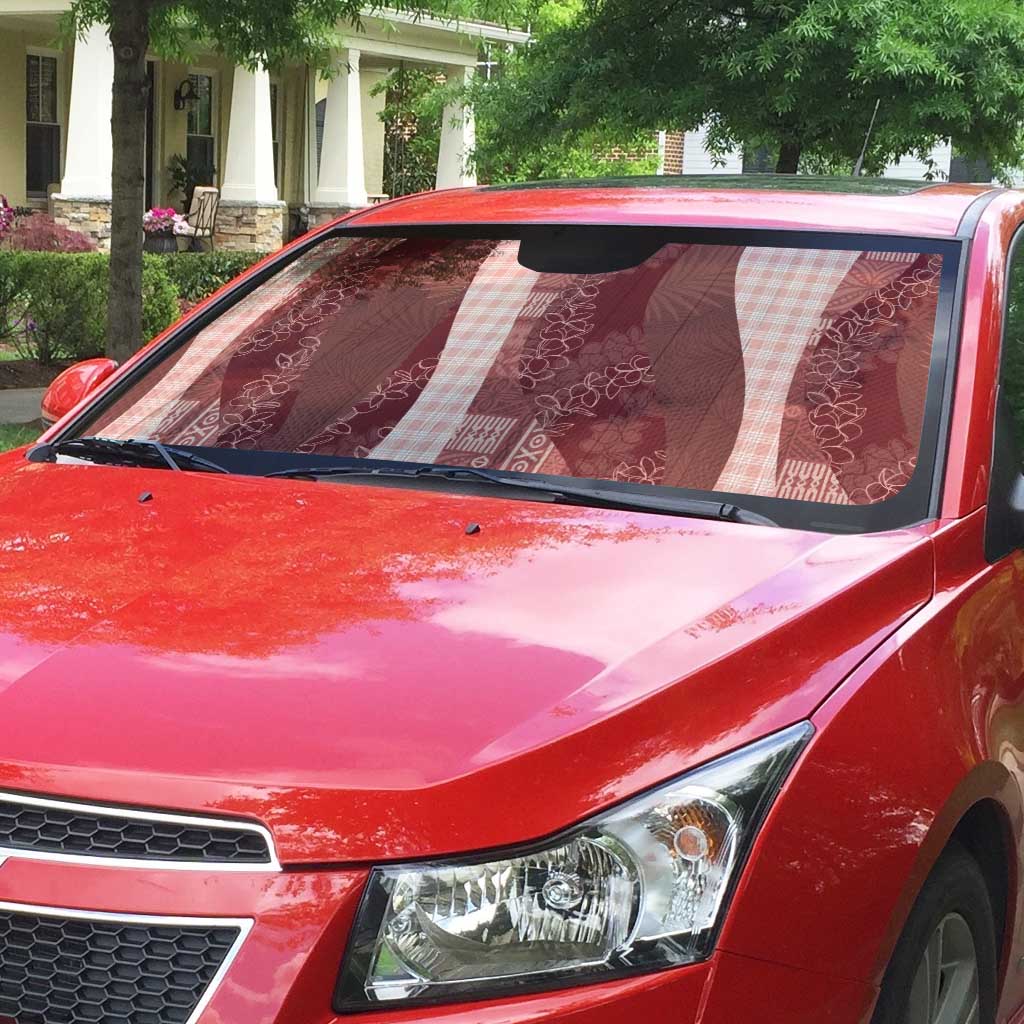 Polynesian Tribal Pattern Patchwork Picturesque Auto Sun Shade Crimson LT7 - Polynesian Pride