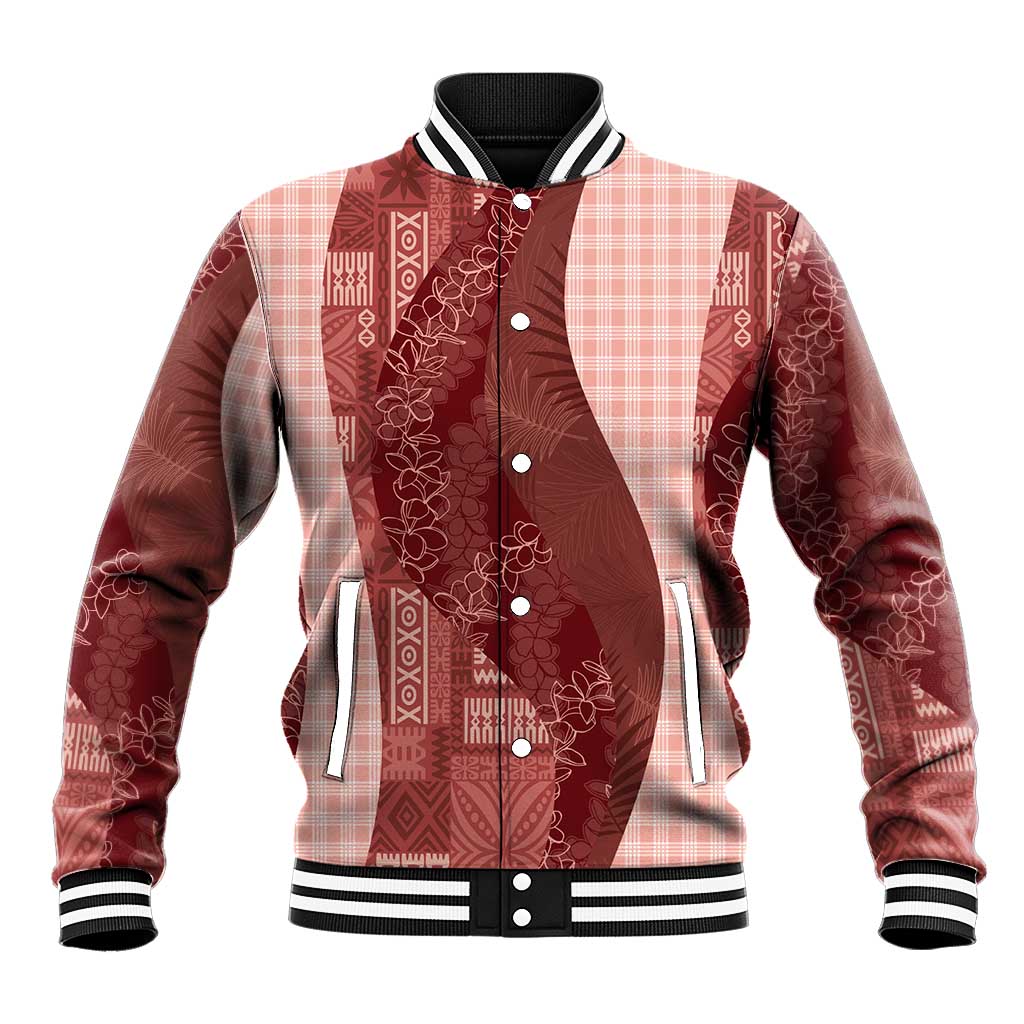 Polynesian Tribal Pattern Patchwork Picturesque Baseball Jacket Crimson LT7 Unisex Crimson - Polynesian Pride