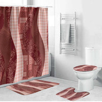Polynesian Tribal Pattern Patchwork Picturesque Bathroom Set Crimson LT7 Bathroom Set (4 pcs) Crimson - Polynesian Pride