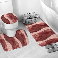 Polynesian Tribal Pattern Patchwork Picturesque Bathroom Set Crimson LT7 Mat Set Only (3 pcs) One Size Crimson - Polynesian Pride