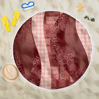 Polynesian Tribal Pattern Patchwork Picturesque Beach Blanket Crimson LT7 One Size 150cm Crimson - Polynesian Pride