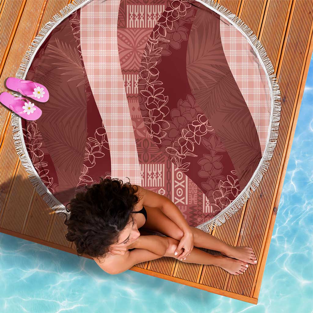 Polynesian Tribal Pattern Patchwork Picturesque Beach Blanket Crimson LT7 - Polynesian Pride