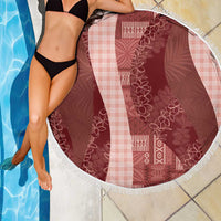 Polynesian Tribal Pattern Patchwork Picturesque Beach Blanket Crimson LT7 - Polynesian Pride