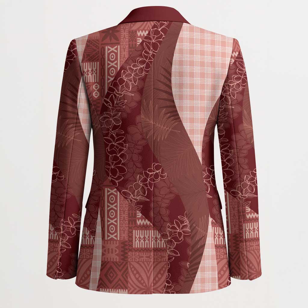 Polynesian Tribal Pattern Patchwork Picturesque Blazer Crimson LT7 - Polynesian Pride