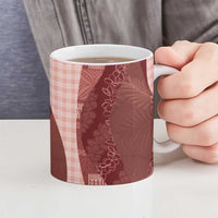 Polynesian Tribal Pattern Patchwork Picturesque Ceramic Mug Crimson LT7 - Polynesian Pride