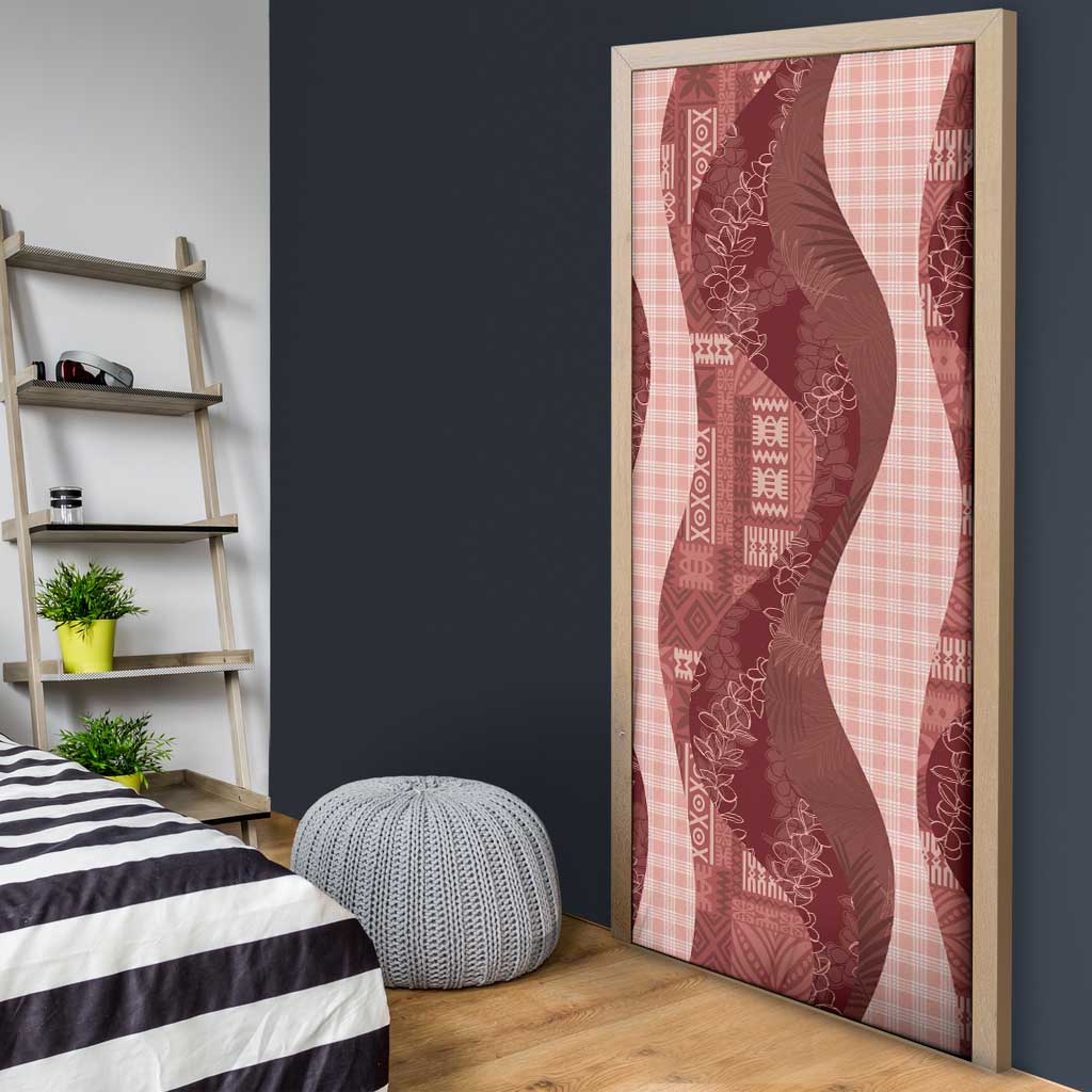 Polynesian Tribal Pattern Patchwork Picturesque Door Cover Crimson LT7 - Polynesian Pride