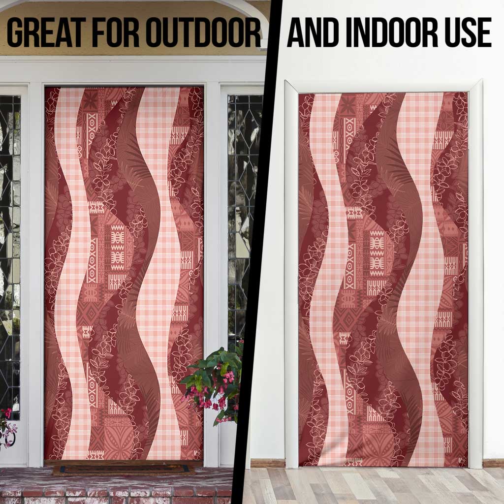 Polynesian Tribal Pattern Patchwork Picturesque Door Cover Crimson LT7 - Polynesian Pride