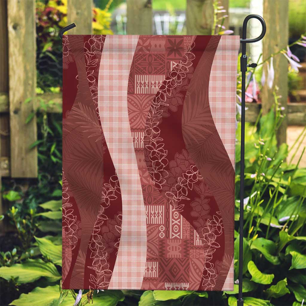 Polynesian Tribal Pattern Patchwork Picturesque Garden Flag Crimson LT7 Garden Flag Crimson - Polynesian Pride