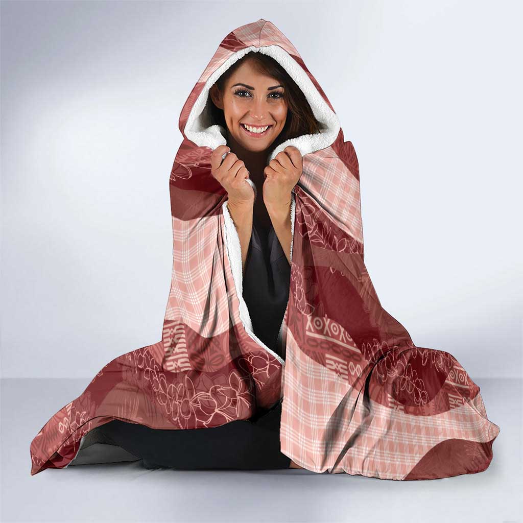 Polynesian Tribal Pattern Patchwork Picturesque Hooded Blanket Crimson LT7 - Polynesian Pride