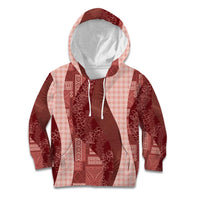 Polynesian Tribal Pattern Patchwork Picturesque Kid Hoodie Crimson LT7 Hoodie Crimson - Polynesian Pride
