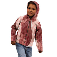 Polynesian Tribal Pattern Patchwork Picturesque Kid Hoodie Crimson LT7 - Polynesian Pride