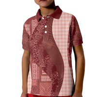 Polynesian Tribal Pattern Patchwork Picturesque Kid Polo Shirt Crimson LT7 Kid Crimson - Polynesian Pride