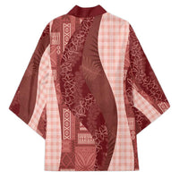 Polynesian Tribal Pattern Patchwork Picturesque Kimono Crimson LT7 - Polynesian Pride