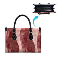 Polynesian Tribal Pattern Patchwork Picturesque Leather Bag Crimson LT7 - Polynesian Pride
