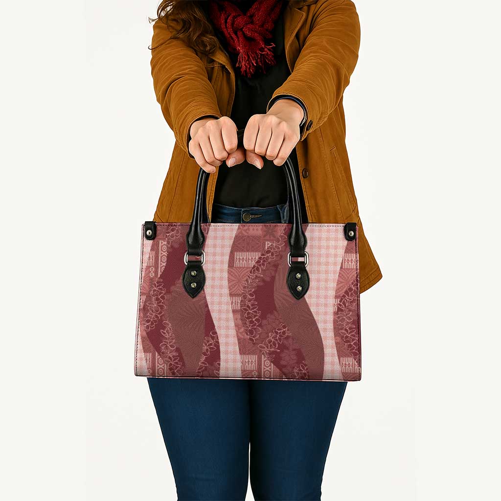 Polynesian Tribal Pattern Patchwork Picturesque Leather Bag Crimson LT7 - Polynesian Pride