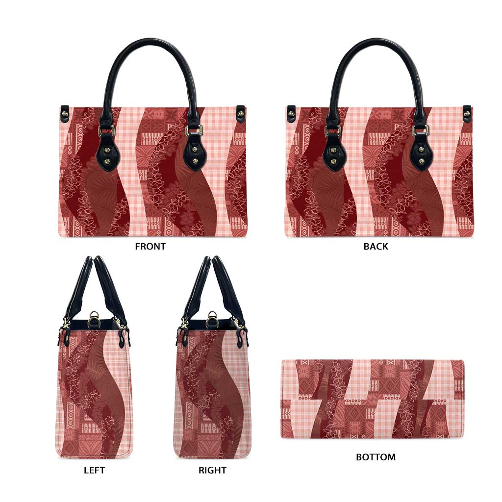Polynesian Tribal Pattern Patchwork Picturesque Leather Bag Crimson LT7 - Polynesian Pride