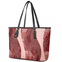 Polynesian Tribal Pattern Patchwork Picturesque Leather Tote Bag Crimson LT7 - Polynesian Pride