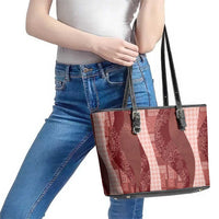 Polynesian Tribal Pattern Patchwork Picturesque Leather Tote Bag Crimson LT7 - Polynesian Pride